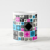 Erste Dinge Erste Teepause! Funny Magenta & Blue Jumbo-Tasse (Vorderseite)