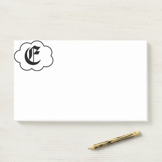 Erste E-Monogramm-Post-It-Notes Post-it Klebezettel (Auf Schreibtisch)