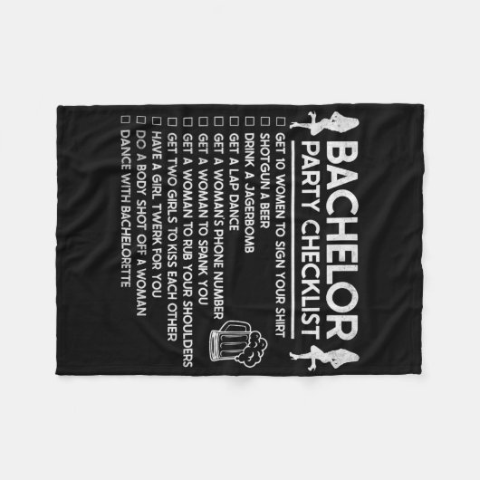 Erste Ehe Groom Funny Bachelor Checklist Par Fleecedecke (Vorderseite (Horizontal))