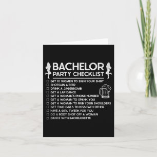Erste Ehe Groom Funny Bachelor Checklist Par Karte