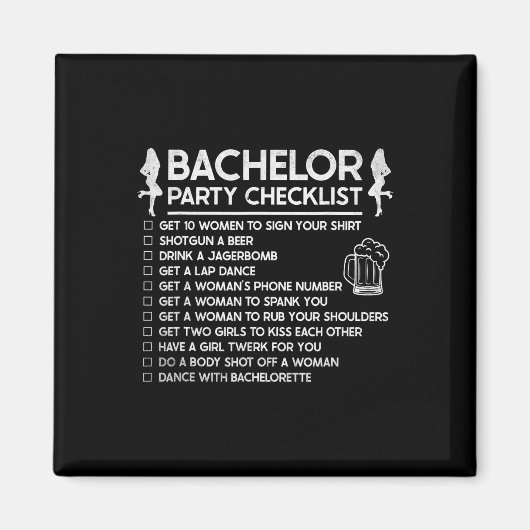 Erste Ehe Groom Funny Bachelor Checklist Par Magnet (Vorne)