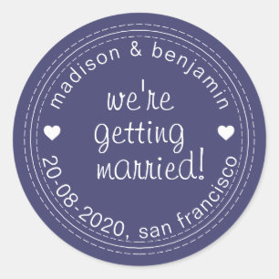 Erste Ehe Save the Date Blue Umschlag Aufkleber