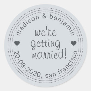 Erste Ehe Save the Date Blue Umschlag Aufkleber