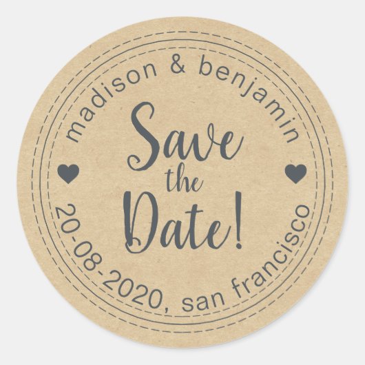 Erste Ehe Save the Date Kraft Umschlag Aufkleber (Vorderseite)