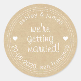 Erste Ehe Save the Date Kraft Umschlag Aufkleber