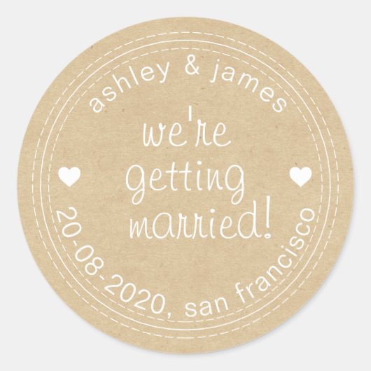 Erste Ehe Save the Date Kraft Umschlag Aufkleber (Vorderseite)