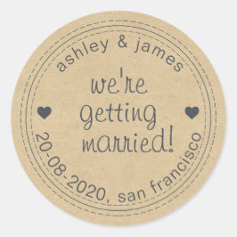 Erste Ehe Save the Date Kraft Umschlag Aufkleber