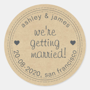Erste Ehe Save the Date Kraft Umschlag Aufkleber