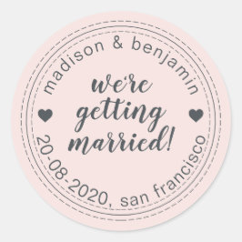 Erste Ehe Save the Date Pastellrosa Runder Aufkleber