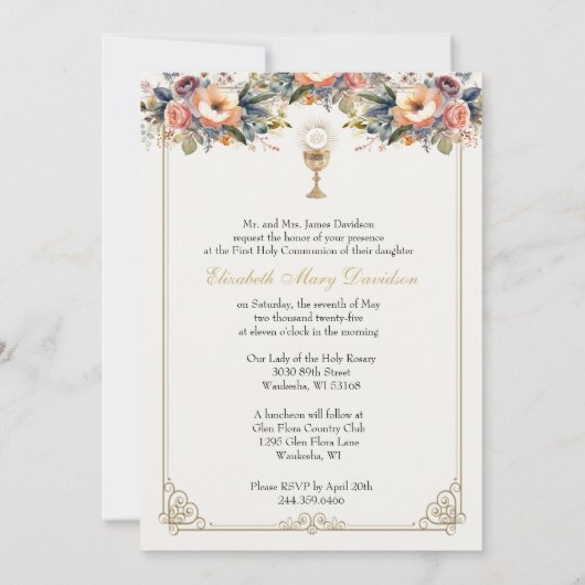 Erste Einladung der Heiligen Kommunion (Rückseite)