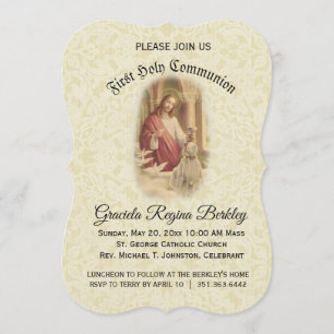 Erste Einladung der Heiligen Kommunion Jesus Junge