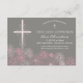 Erste Einladung der Heiligen Kommunion mit Kreuz,