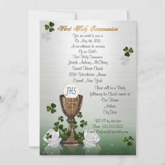 Erste Einladung Irisch mit Kleeblättern (Rückseite)