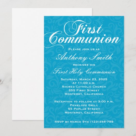 Erste Einladung von Boy's Damask (Vorne/Hinten)