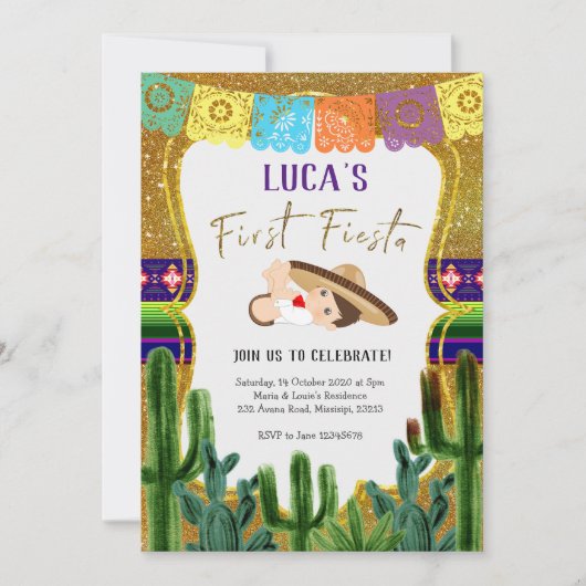 Erste Einladung von Fiesta Charro Boy zum Geburtst (Vorderseite)