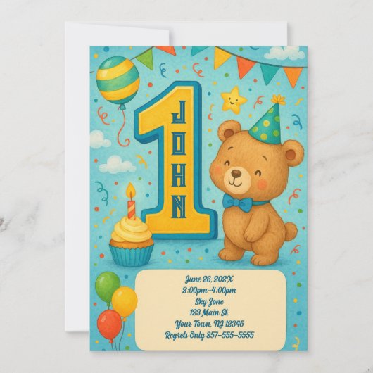 Erste Einladung zum Geburtstag eines Bären (Vorderseite)