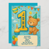 Erste Einladung zum Geburtstag eines Bären (Vorne/Hinten)