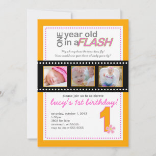 Erste Einladung zum Geburtstag mit Fotos Ein Jahr 