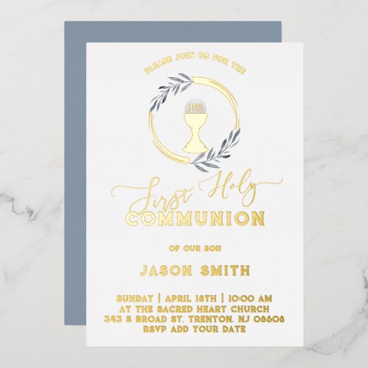 Erste Einladung zum Heiligen Kommunion Foil (Vorderseite/Rückseite)