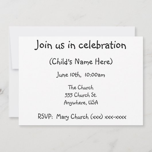 Erste Einladung zur Heiligen Kommunion (Rückseite)