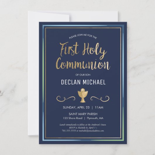 Erste Einladung zur Heiligen Kommunion - Elegant, (Vorderseite)