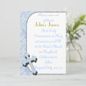 Erste Einladung zur Heiligen Kommunion für Jungen (Stehend Vorderseite)