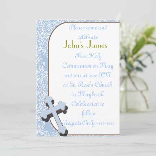 Erste Einladung zur Heiligen Kommunion für Jungen (Stehend Vorderseite)
