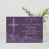 Erste Einladung zur Heiligen Kommunion - Girl's Fl (Stehend Vorderseite)