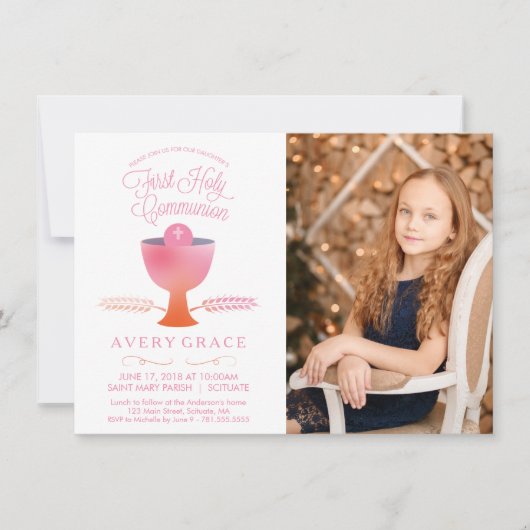 Erste Einladung zur Kommunion - Einladung für Mädc (Vorderseite)