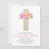 Erste Einladung zur Kommunion Pastel Floral Pink (Vorderseite)