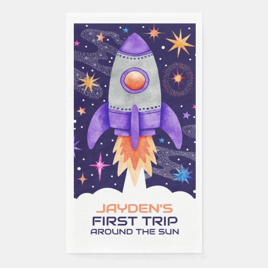 Erste Fahrt um das Sun Rocket Ship Weltraum Serviette (Vorderseite)
