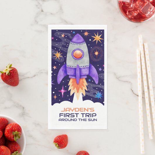 Erste Fahrt um das Sun Rocket Ship Weltraum Serviette (Beispiel)