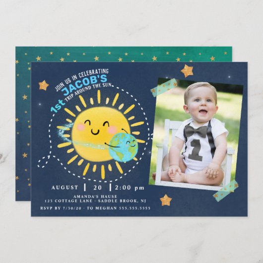 Erste Fahrt um die Sonne Einladung (Vorne/Hinten)