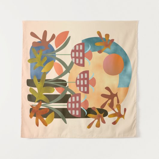 Erste fallende Blätter und moderne Blume Wandteppich (Vorderseite (Horizontal))