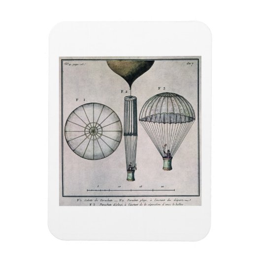 Erste Fallschirmabfahrt von Andre-Jacques Garne Magnet (Vertikal)