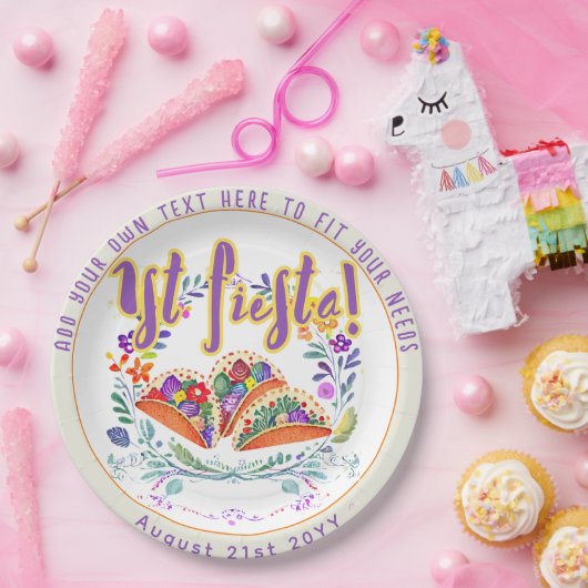 Erste Fiesta 1. Tacos Folkart Blume Pappteller (Party)