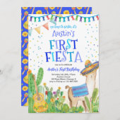 Erste Fiesta Blue Mexican Boy Einladung zum Geburt (Vorne/Hinten)