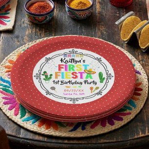 Erste Fiesta Farbige mexikanische 1. Geburtstagsfe Pappteller