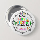 Erste Fiesta Mexicanische Geburtstagsfeier-Erstes- Button (Vorne & Hinten)