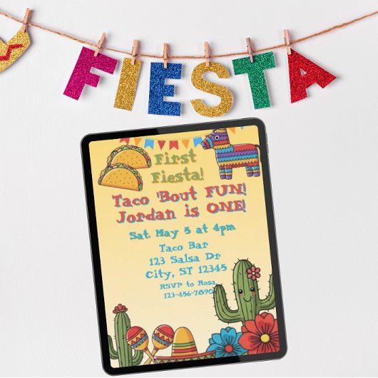 Erste Fiesta, Taco 'Bout Eins, 1. Geburtstag Einladung