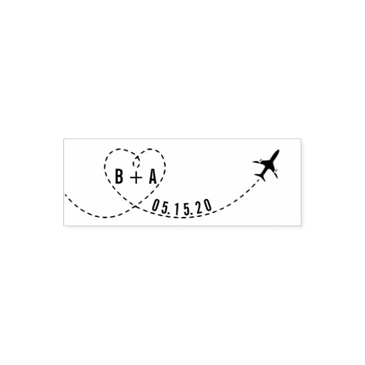 Erste Flüge mit Flugzeug Hochzeitdatum Personalisi Permastempel (Design)