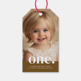 Erste Foto-Geschenkmarke am Bithday: Braun & Weiß Geschenkanhänger