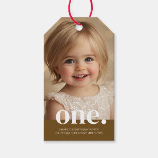 Erste Foto-Geschenkmarke am Bithday: Braun & Weiß Geschenkanhänger