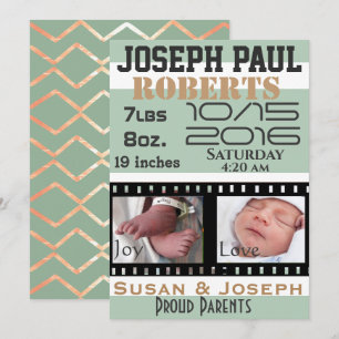 Erste Fotos Filmstreifen Personalisiert Baby Dankeskarte