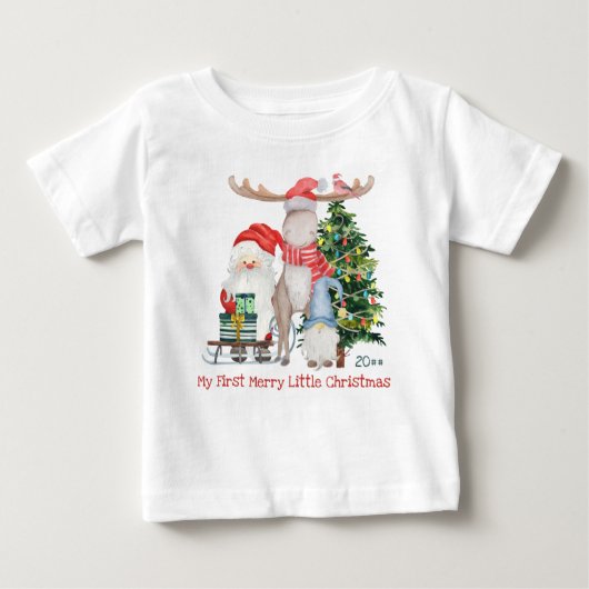 Erste frohe kleine Weihnachten Niedlich Weihnachte Baby T-shirt (Vorderseite)