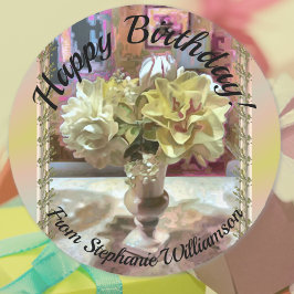 Erste Frühlingsblumen Geburtstag PCM1 Runder Aufkleber