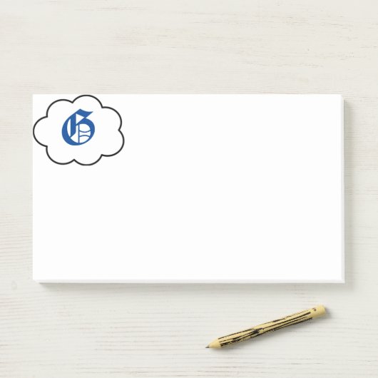 Erste G-Monogramm-Notizen Post-it Klebezettel (Auf Schreibtisch)