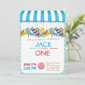 Erste Geburtstag Candyland Jungen-Einladungen Einladung (Stehend Vorderseite)