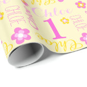 Erste Geburtstags-Blumen-Name-Geschenkverpackung Geschenkpapier (Rolleneckpunkt)