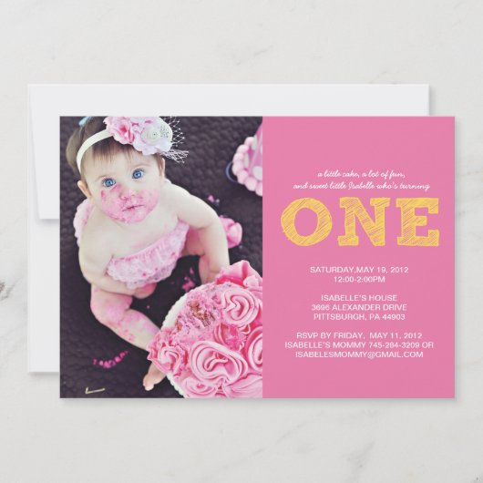 Erste Geburtstags-Einladung EINE Einladung (Vorderseite)